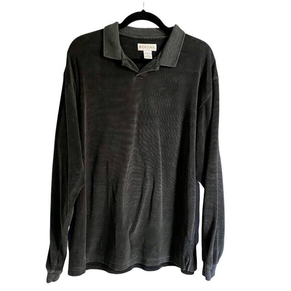 Merona Gray Long Sleeve Collared Mens Shirt Large - Picture 1 of 8